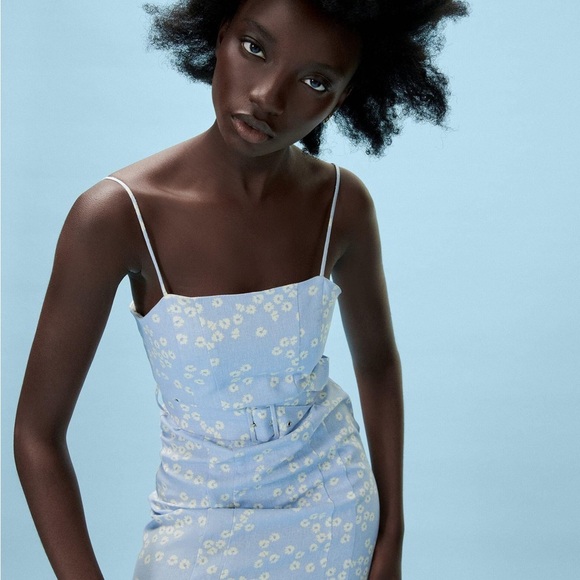 Zara Floral Printed Linen Blend Dress (23) - Picture 5 of 11